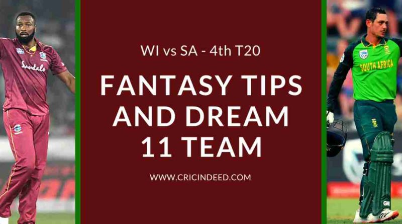 WI vs SA 4th T20 Dream11 Prediction