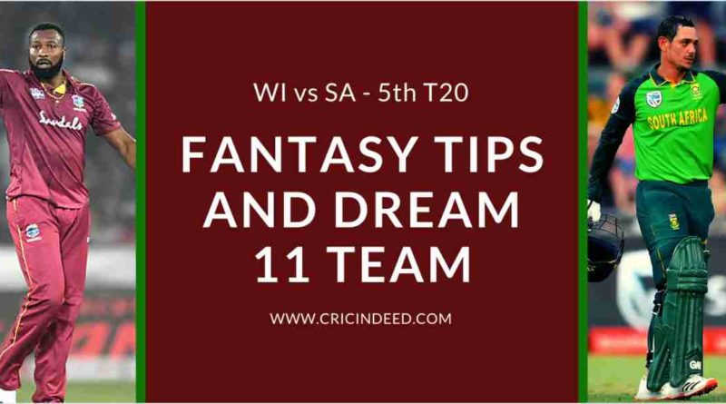 WI vs SA 5th T20 Dream11 Prediction